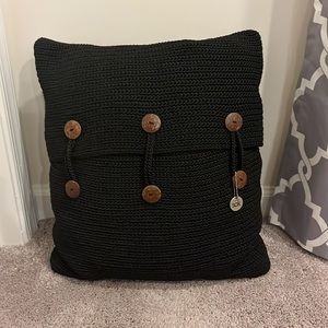 The Sak Crochet Button Throw Pillow 18”x18” black vintage